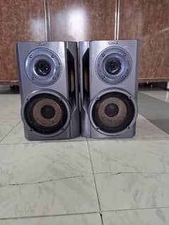 Sony branded speakers woofer play with amplifier.