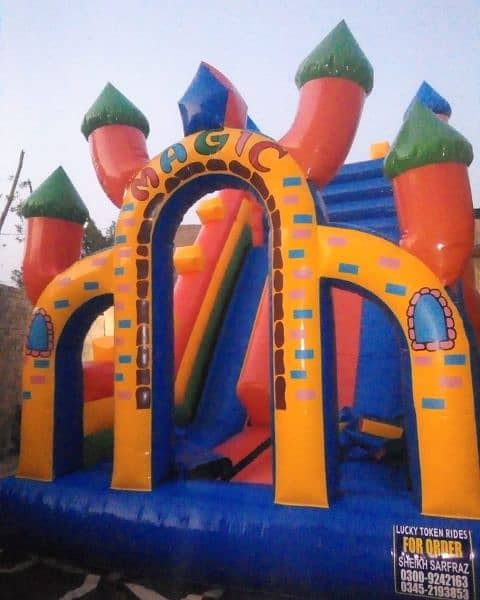 token rides / jumping castle / slides / jhuly / kids / playland/ tramp 9