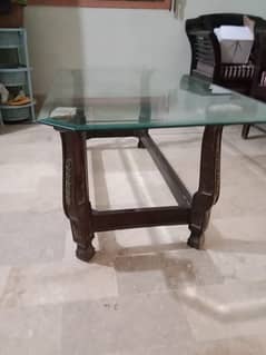 glasstop centre table and wooden organizer