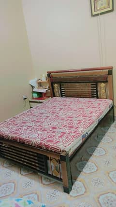 Iron bed with mattress and drawers