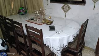 Wooden dining 8 seater set with 6 chairs