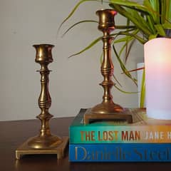 Brass heavy candle sticks pair made in england