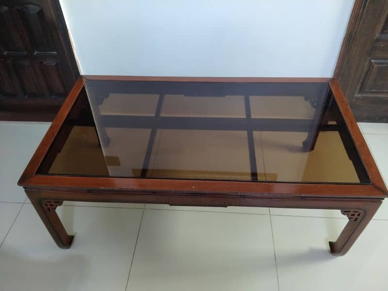 Chinese Wooden Glass Center Table 1