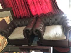 Sofa set 5-seater Chesterfield custom made, coffe table