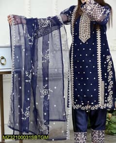 2 Piece Woman Stitched Fancy Katan Silk Embroided suit
