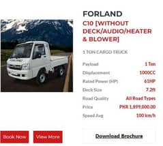 Mini Truck Forland C10 (1000cc) Pickup Truck