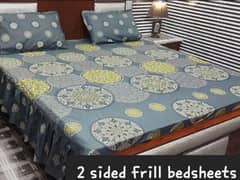 3 Pcs Cotton Frill Double Bedsheet