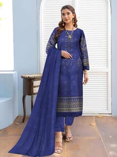 3 Pcs Women's Unstitched Lawn Embroidered Suit