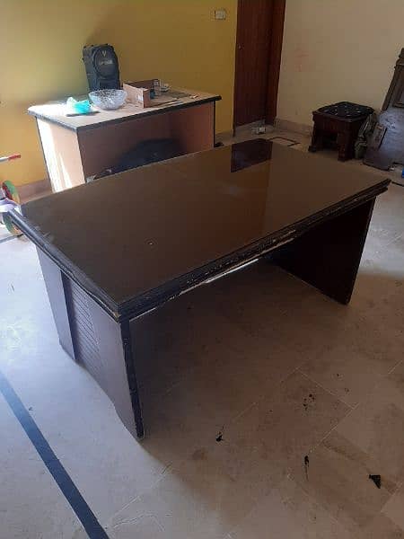 wooden table with glass top 1