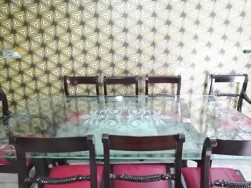 Rs 68,500Dining Tables For sale 8 Seater\ 8 chairs dining table\glass 1