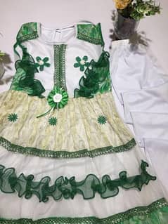 14th August Sale Girl Stitched RuffLe Embroidered Full Dress