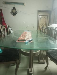 deco table 12 mm glass with  8 chairs