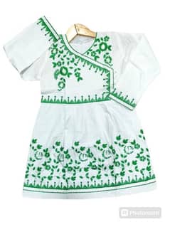 Green and White Ensemble frocks for independence day