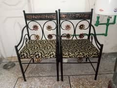 Wrought iron bed, side tables & chairs for urgent sale