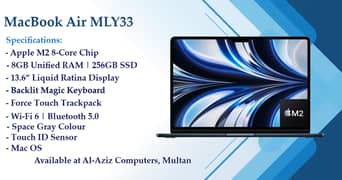 Apple MacBook Air 13.6-inch M2 Chip Midnight – MLY33