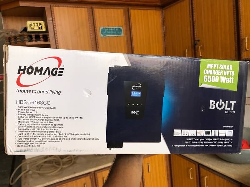 Homage Bolt HBS-5616SCC 5.6KW Hybrid Solar Inverter PV6500 5