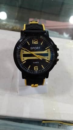 men’s casual yellow analog watch