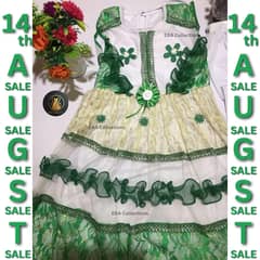 Girl Stiched Ruffel Embroided Full Dress For 14th Agust Day
