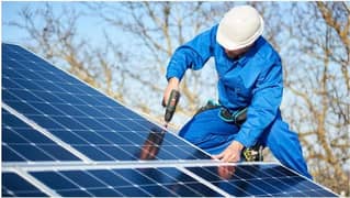 Solar panels and inverter installation.