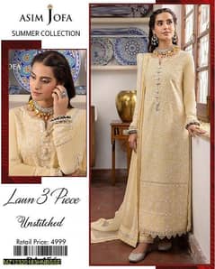 3 Pcs Women's unstitched lawn Embroidered  Suit