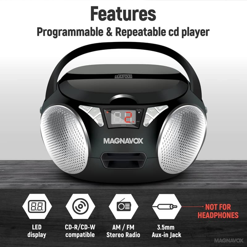 Portable Wall Mountable CD Player Supports CD/USB/AUX/ FM/Bluetooth 7