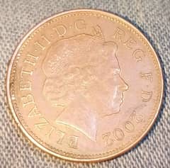 TWO PENCE ELIZABETH || D. G REG. F. D. 2002