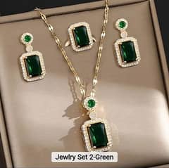 Vintage Zircon & Crystal Jewelry {Brass} Set