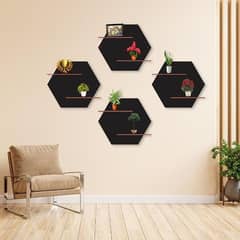 Hexa Wall Hanging Double Shelves, Pack of 4