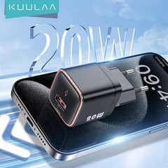 Kuulaa 20W Gan Dual slot PD QC Fast charging wall charger Black