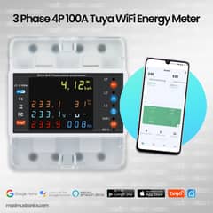 3 Phase Energy Meter 4P 100A Tuya WiFi smartlife Breaker power moniter