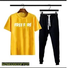 2 Pcs Men,s Micro Printed Track Suit Free Fire shirts