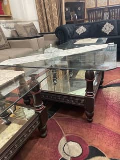 SLIGHTLY USED 3 Double glass Tables