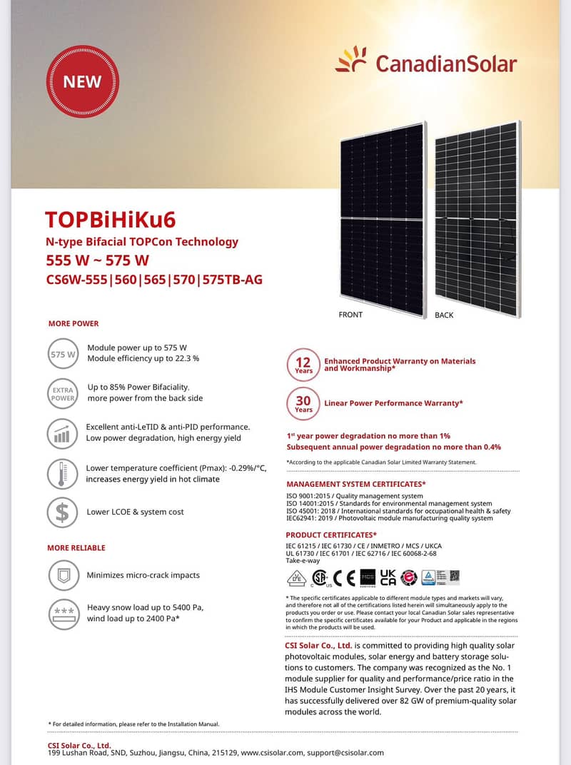 Solar Panel / Longi /Jinko /Canadian /Himo 7 /  Himo 6 9