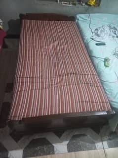 Pair wooden bed for sale with mattress