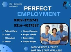 Patient Attendant/Nurse/Care Taker/ Nanny/Maid/Cook/Driver /Helper