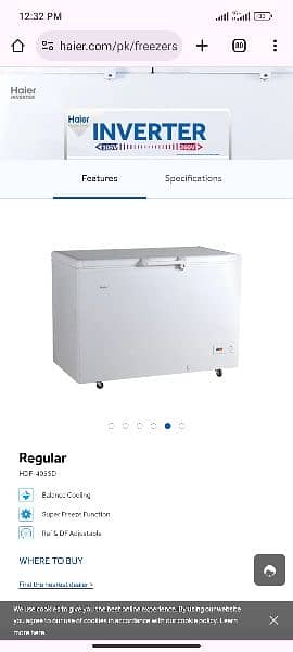 HDF-405SD | Haier Chest Deep Freezer | Regular 9