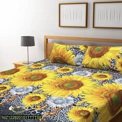 3 Pcs Cotton Printed Double Bedsheet