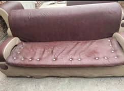 6 Seat Leather Brown Sofa