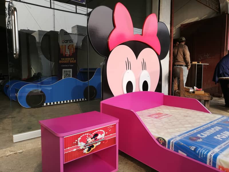 3D Designe Minnie Single Bed with Side Table for Sale 1