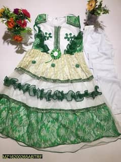 Girls Stitched Ruffle Embroidered Dress