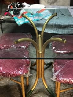 Gold Dining TABLE With 4 Chairs