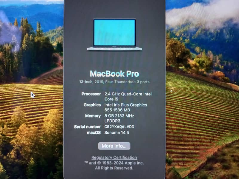 macbook pro 2019 13" core i5 8gb 500gb 10