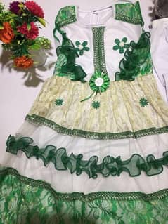 Girl stitched ruffle embroidered full dress