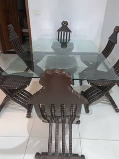 Wooden carved dinning table for 6