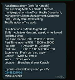 need male and female in office working