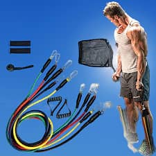 11 Piece Power Resistance Band Set Strength Training Yoga Sports Fitne