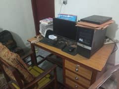 wooden computer table with chair