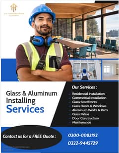GLASS WORK/Aluminium Windows/door/Glass Office Mirror work/Glass door