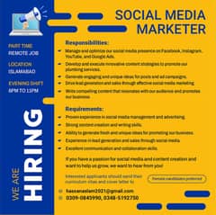 Social Media Marketer - immediate Hiring