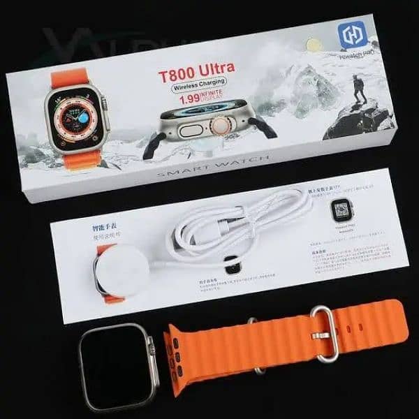 Smart Watch T800 Ultra With Extra 2 Straps Box Packed 3